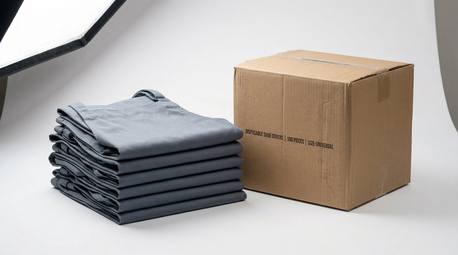 Folded aprons and hygiene disposables